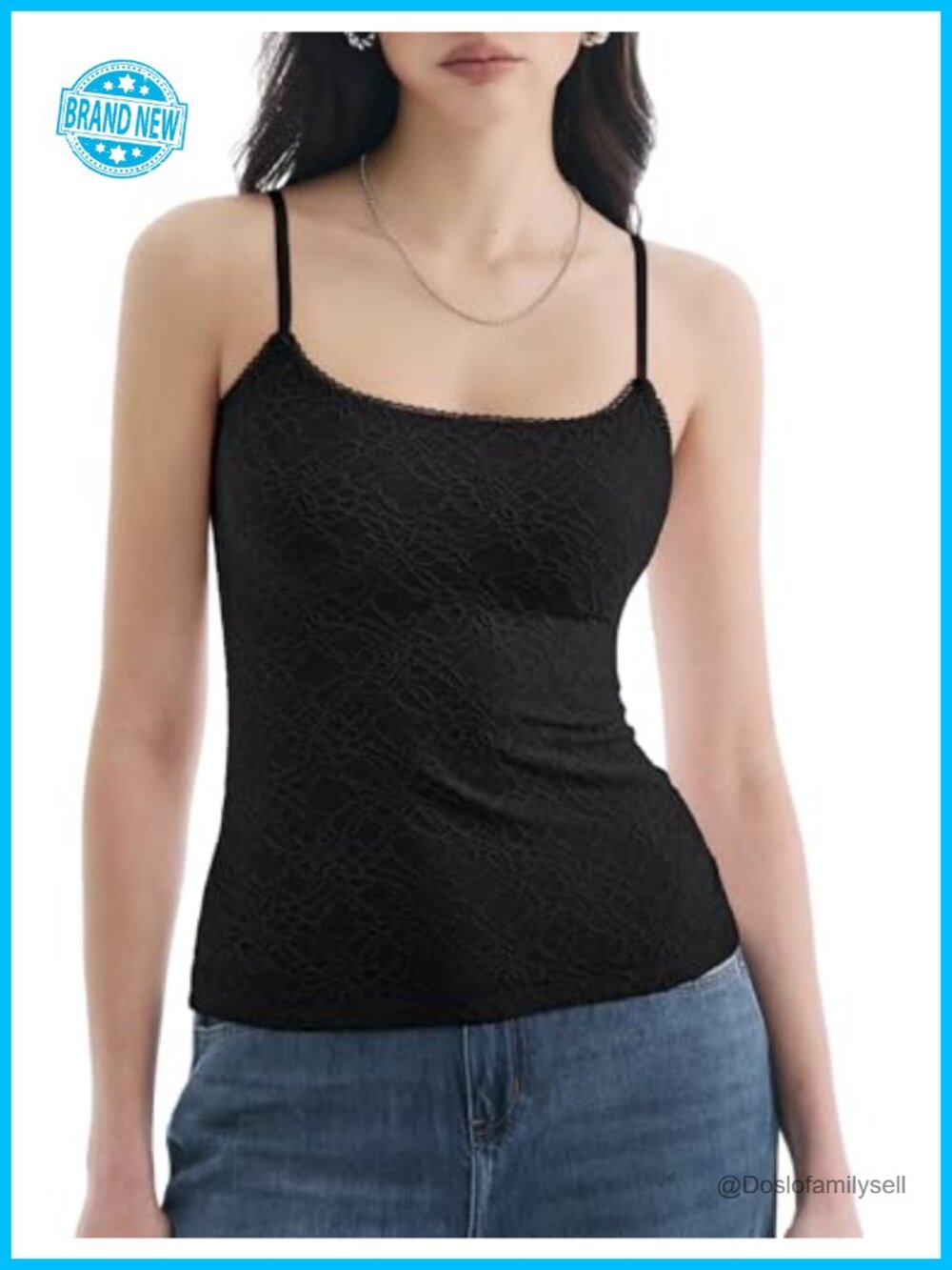 Square Neck Tank Top Adjustable Spaghetti Straps Sleeveless Basic